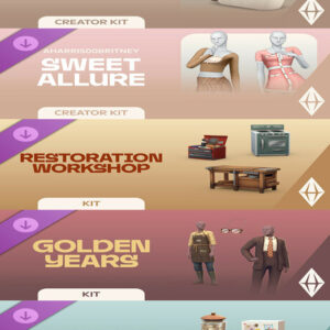 The Sims 4 Sleek Bathroom, Sweet Allure, Restoration Workshop, Golden Years, Kitchen Clutter Kit Pack - PC Download